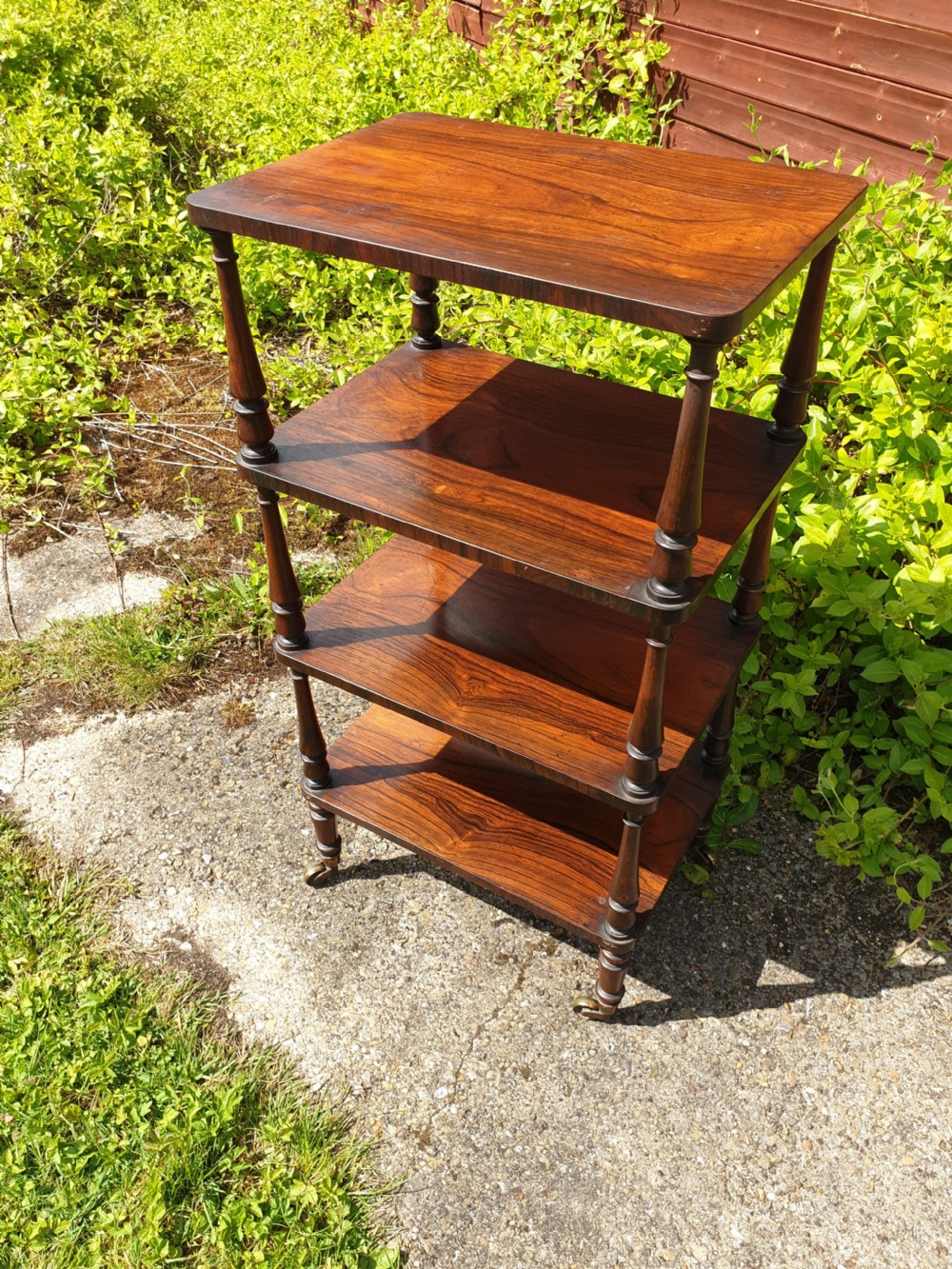 Good quality Regency rosewood 4 tier etagere. View II