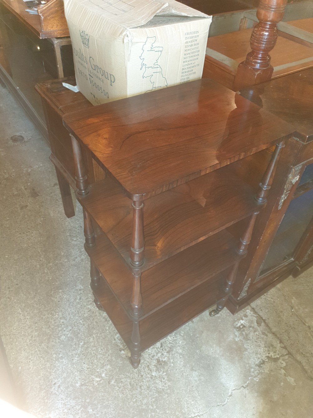 Good quality Regency rosewood 4 tier etagere. View VII
