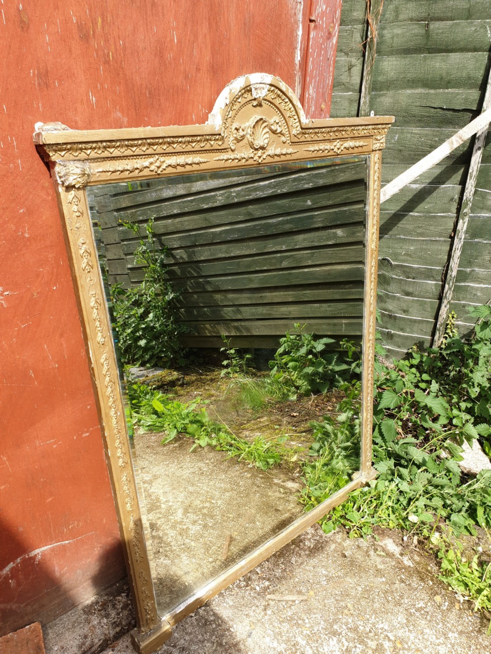 Late 19th century gilt frame bevel edge overmantel mirror  View III