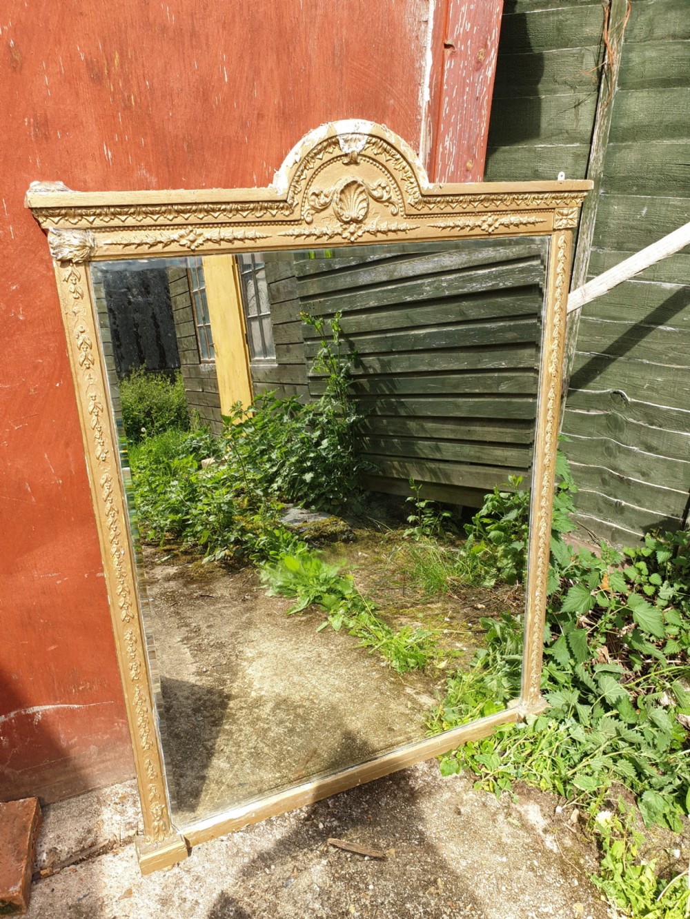 Late 19th century gilt frame bevel edge overmantel mirror  View VI