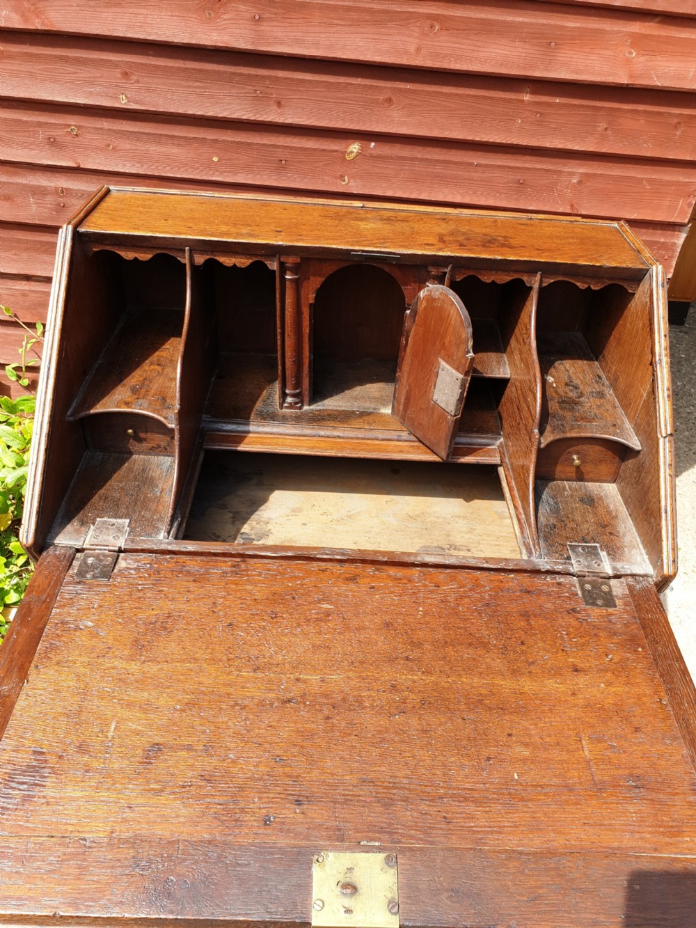 Small antique 30 inch oak writing bureau. View VII