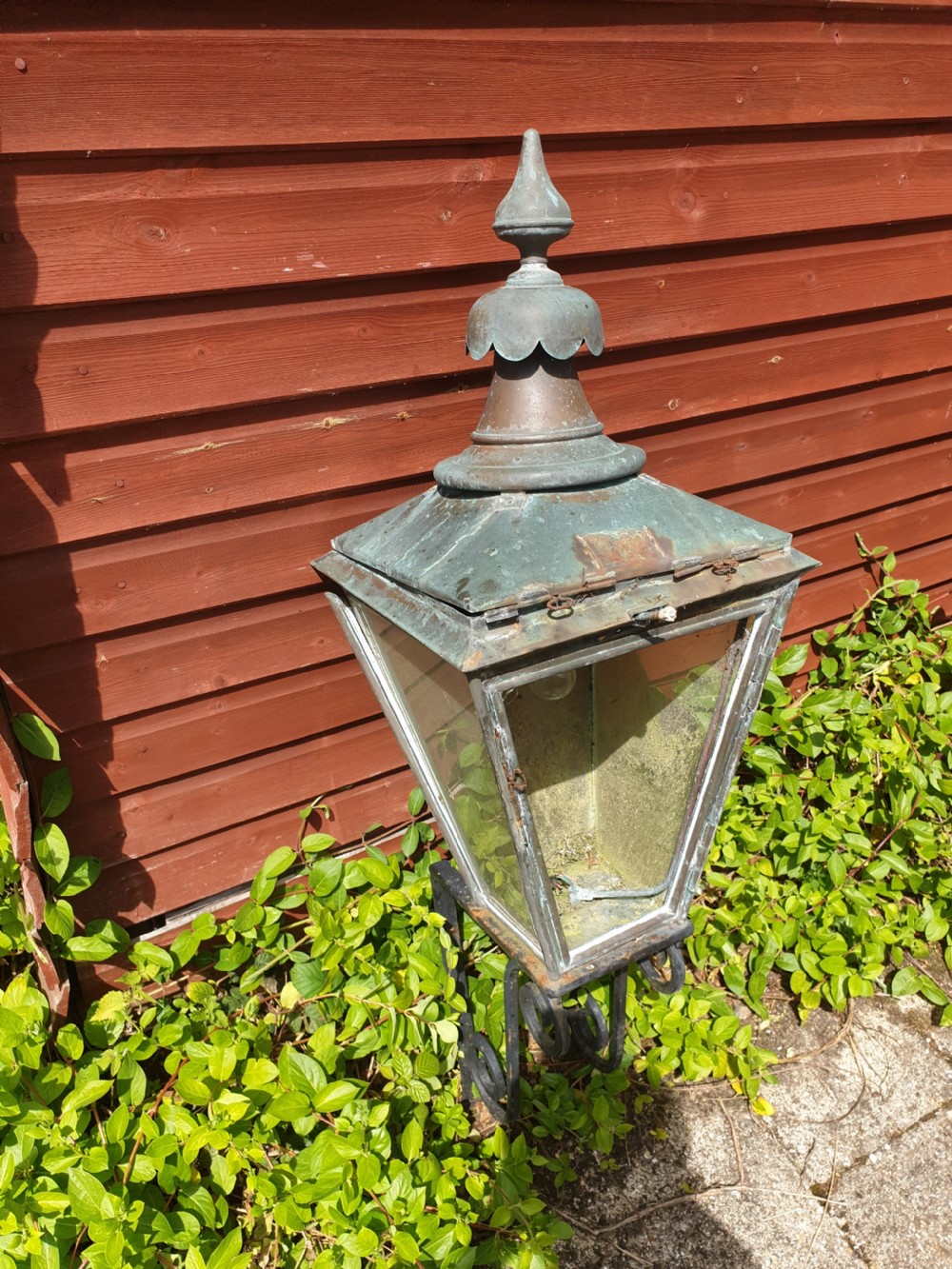 Late 19th century copper wall mounted lantern