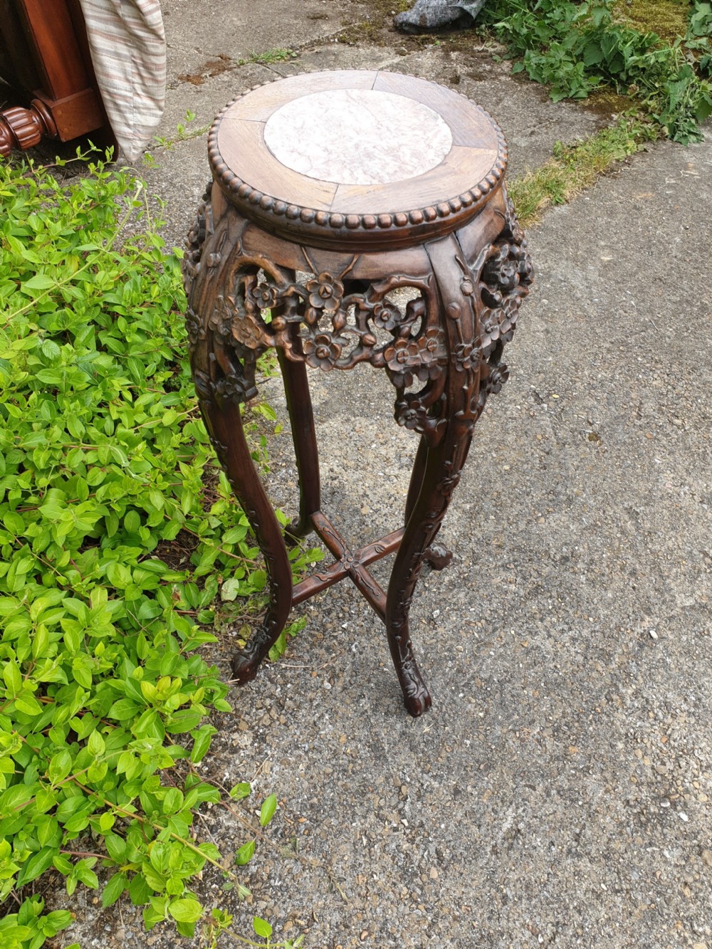 Carved Chinese marble top stand View III