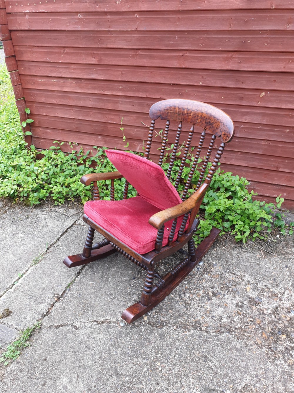 19th century bobbin frame rocking armchair 