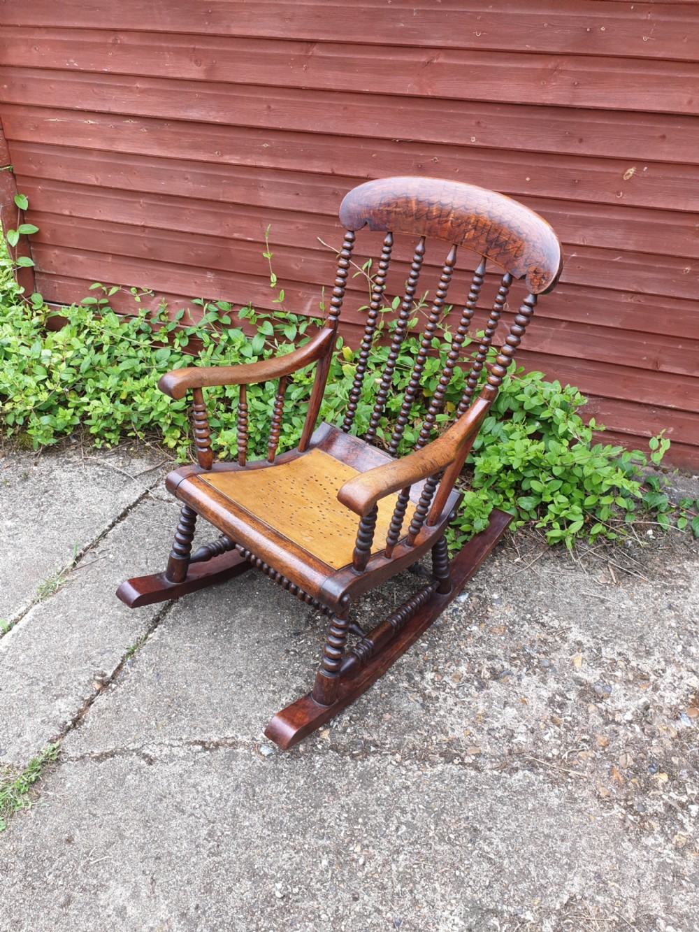 19th century bobbin frame rocking armchair  View II
