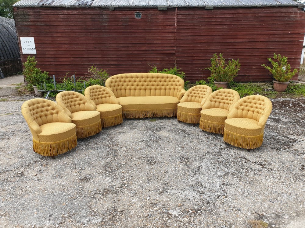Good 7 piece drawing room suite.Upholstery in very good condition.  View II