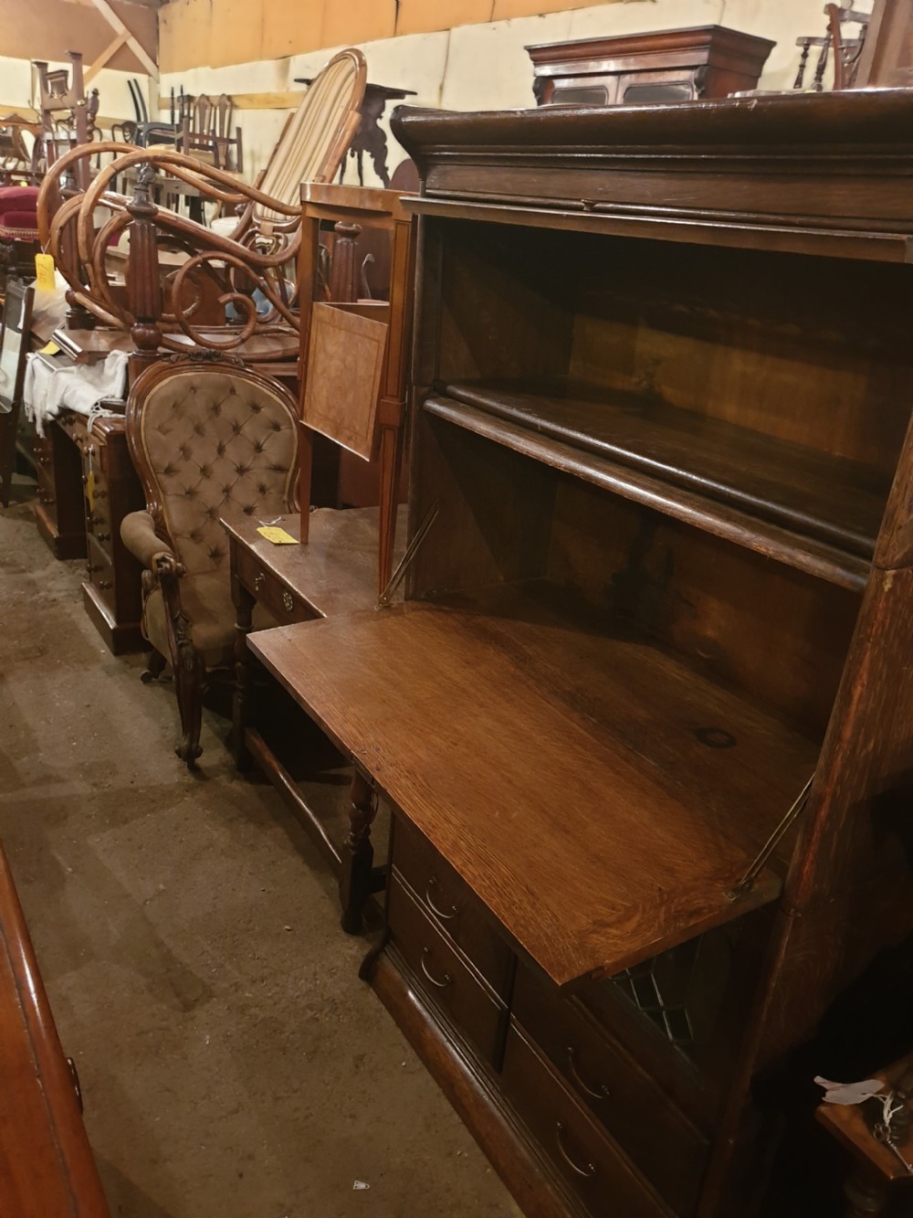 Oak globe wernicke designed 4 section bookcase cabinet View IV