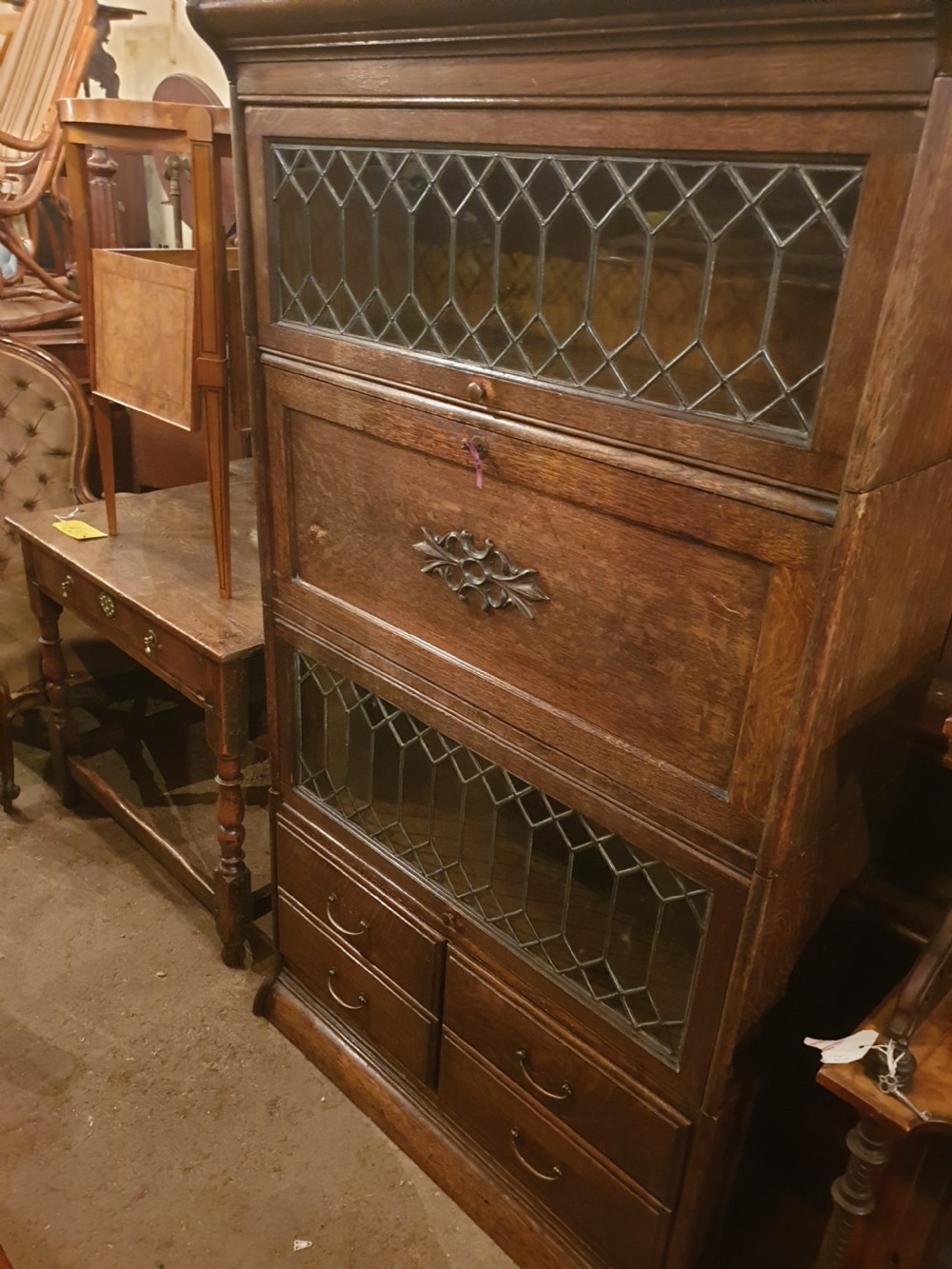 Oak globe wernicke designed 4 section bookcase cabinet View VII