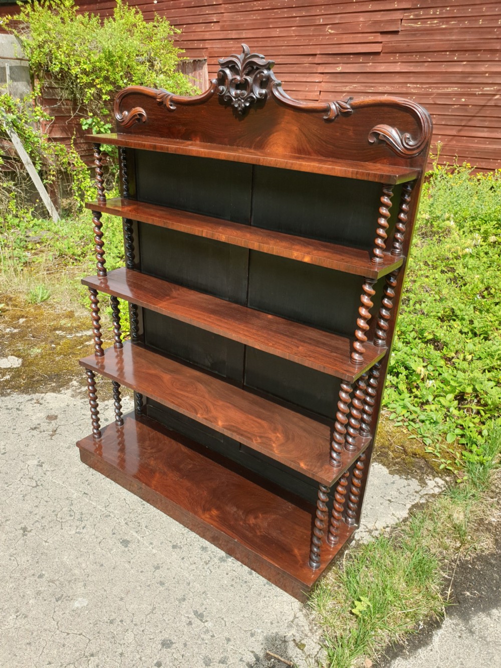 Good early Victorian rosewood open bookcase 