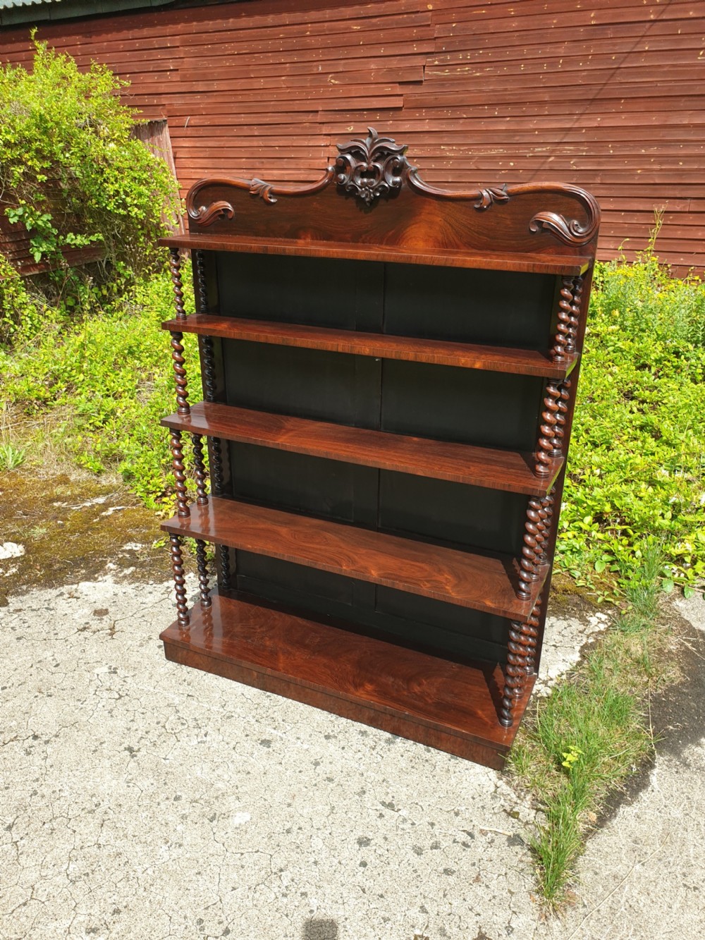 Good early Victorian rosewood open bookcase  View IV