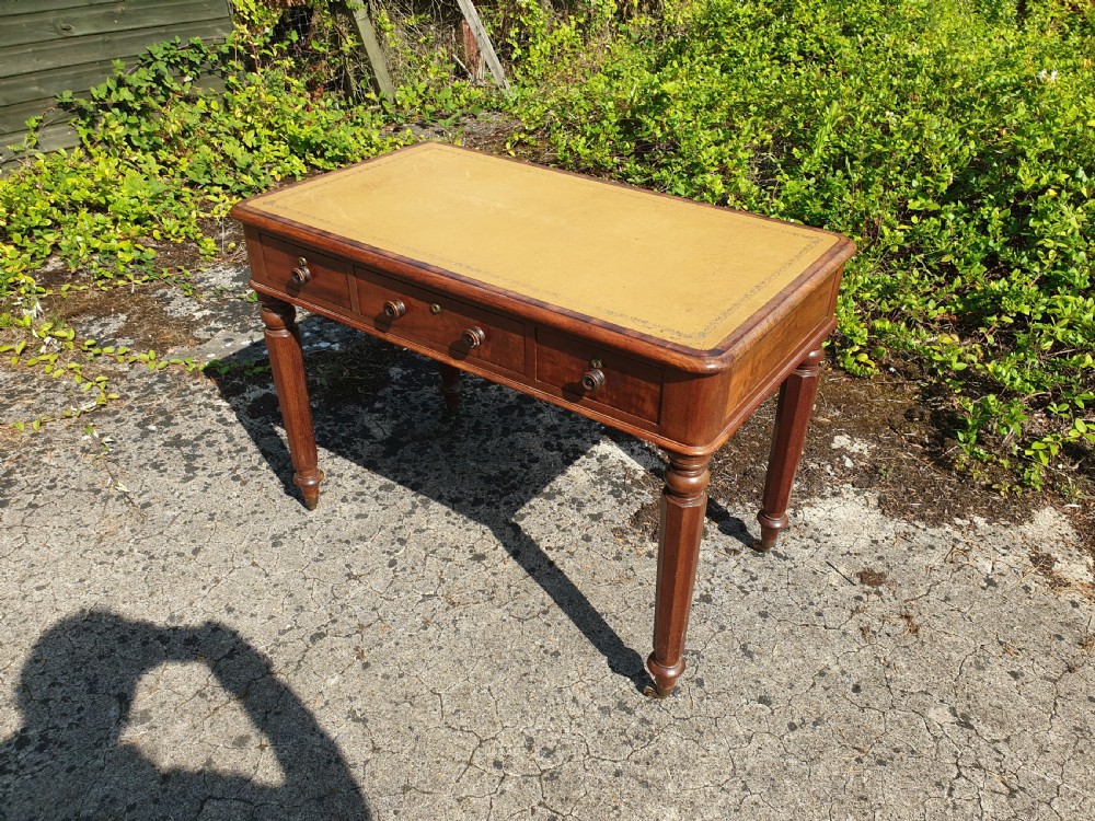 Early Victorian mahogany 3 drawer writing table View IV
