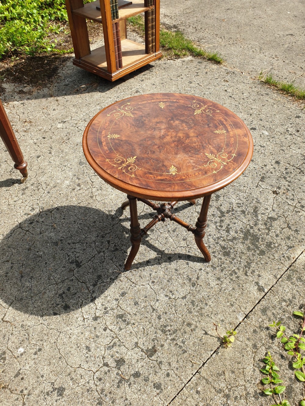 Victorian inlaid walnut occasional table.
