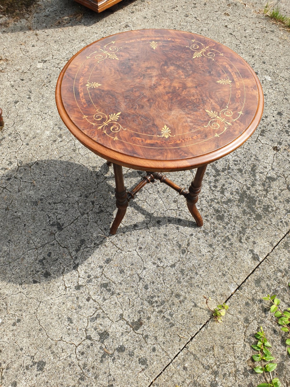 Victorian inlaid walnut occasional table. View III