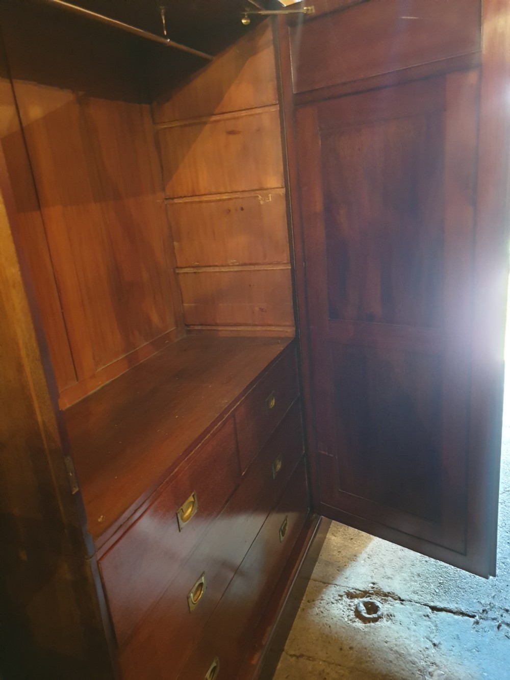 Edwardian inlaid mahogany 3 door wardrobe  View VI