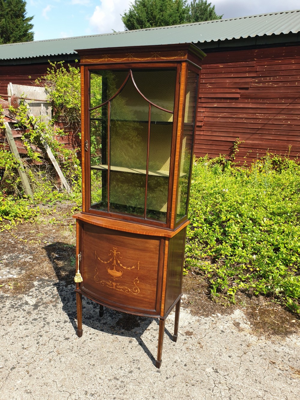 Good Edwardian inlaid mahogany display cabinet  View II