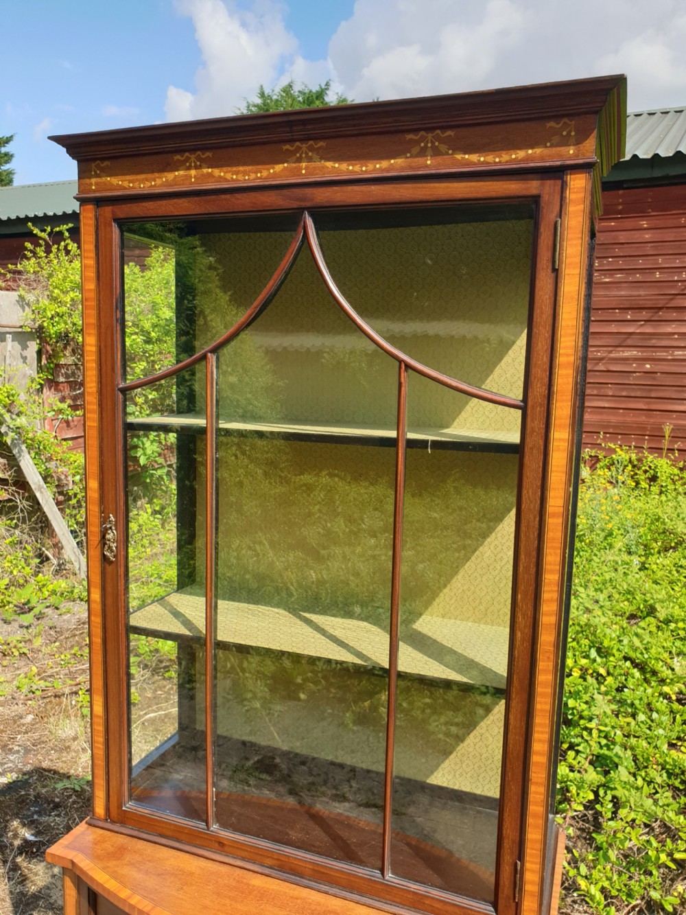 Good Edwardian inlaid mahogany display cabinet  View III