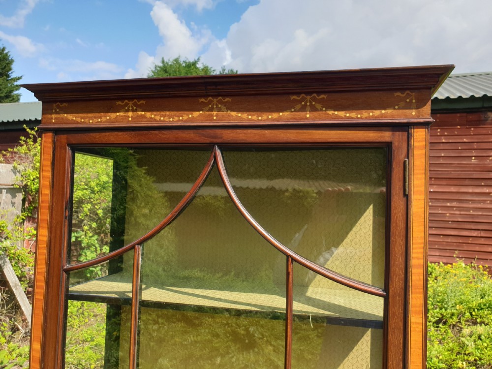 Good Edwardian inlaid mahogany display cabinet  View V