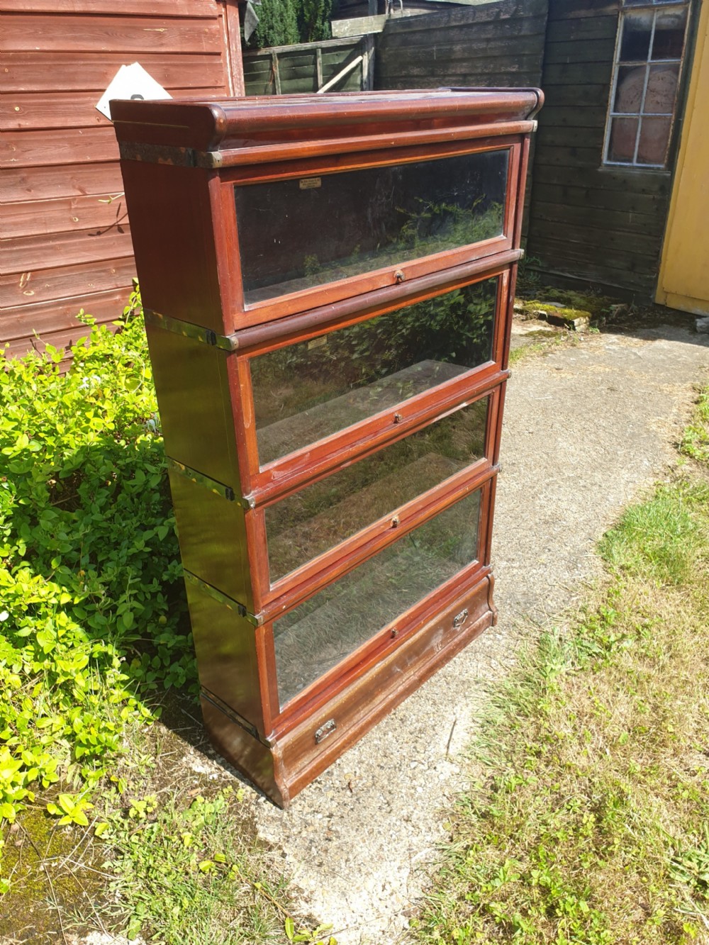 Mahogany 4 tier globe wernicke bookcase cabinet.  View V