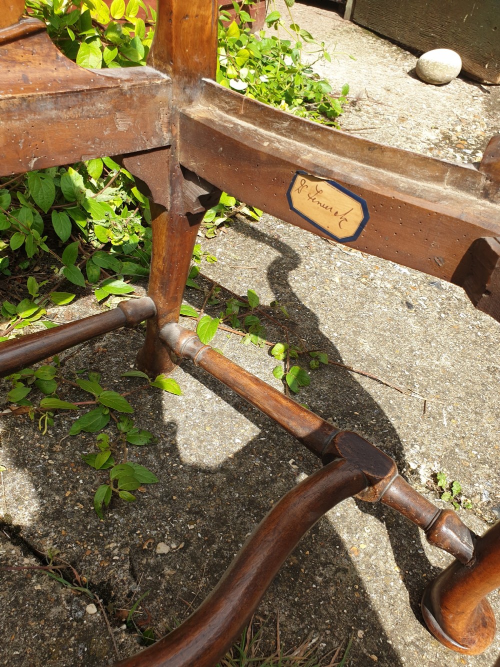 Early 19th century walnut open armchair  View II