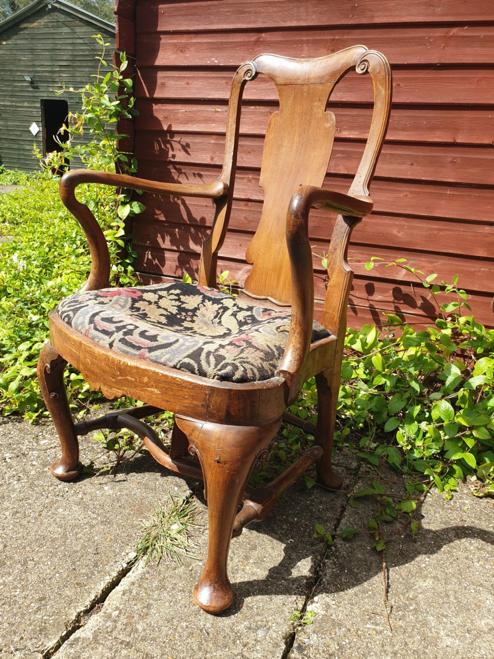 Early 19th century walnut open armchair  View VI