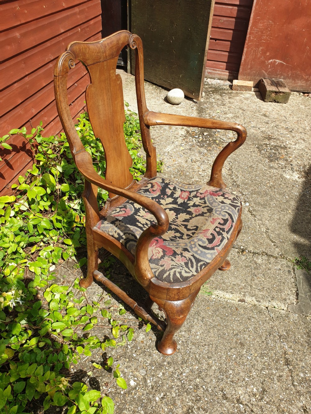 Early 19th century walnut open armchair  View VII