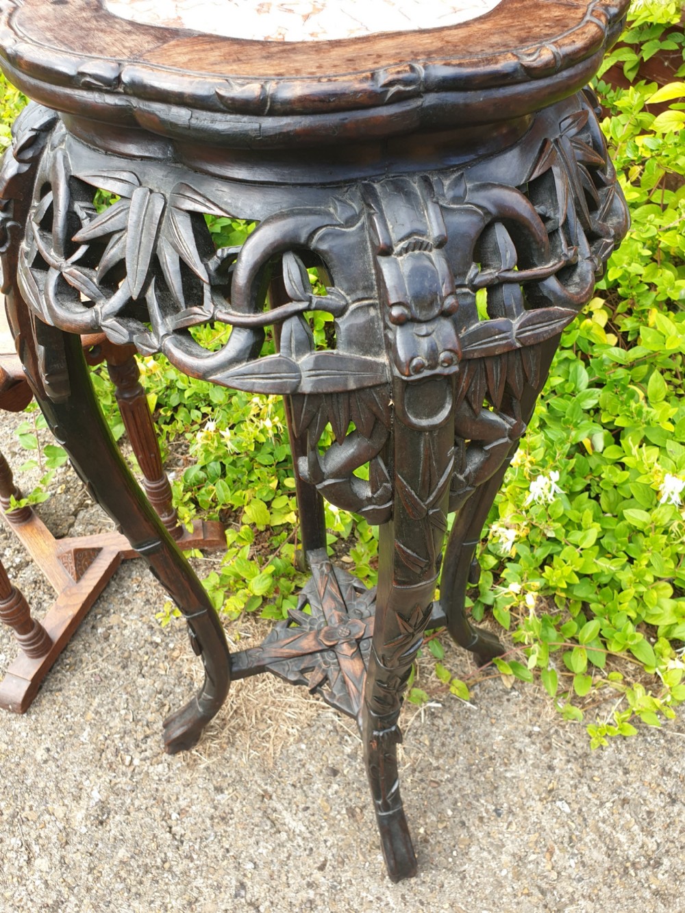 Carved Chinese marble top stand( Taller than normal) View II