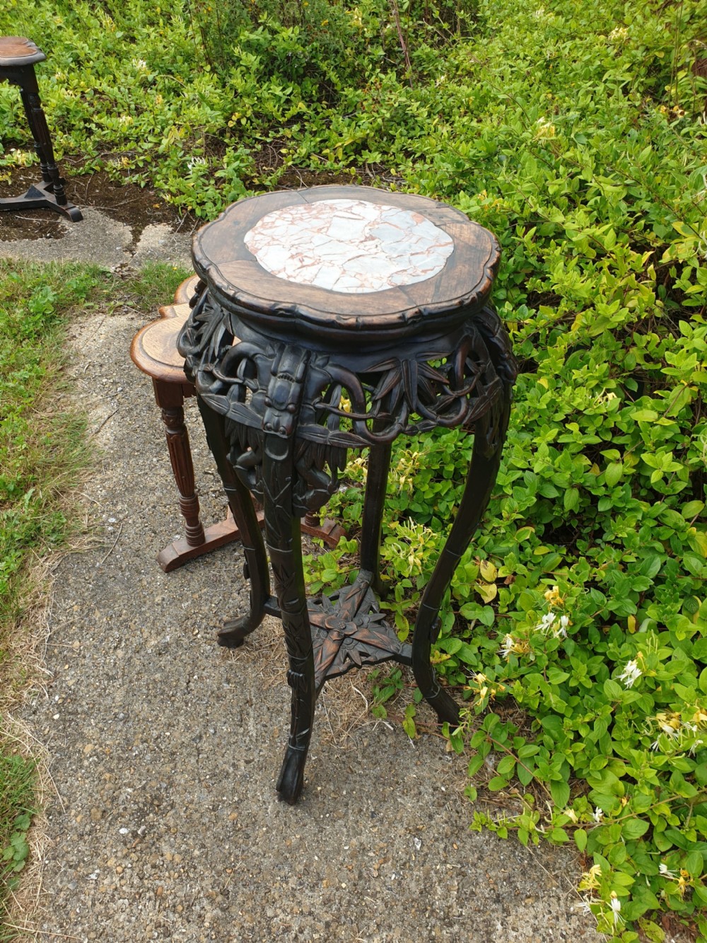 Carved Chinese marble top stand( Taller than normal) View III