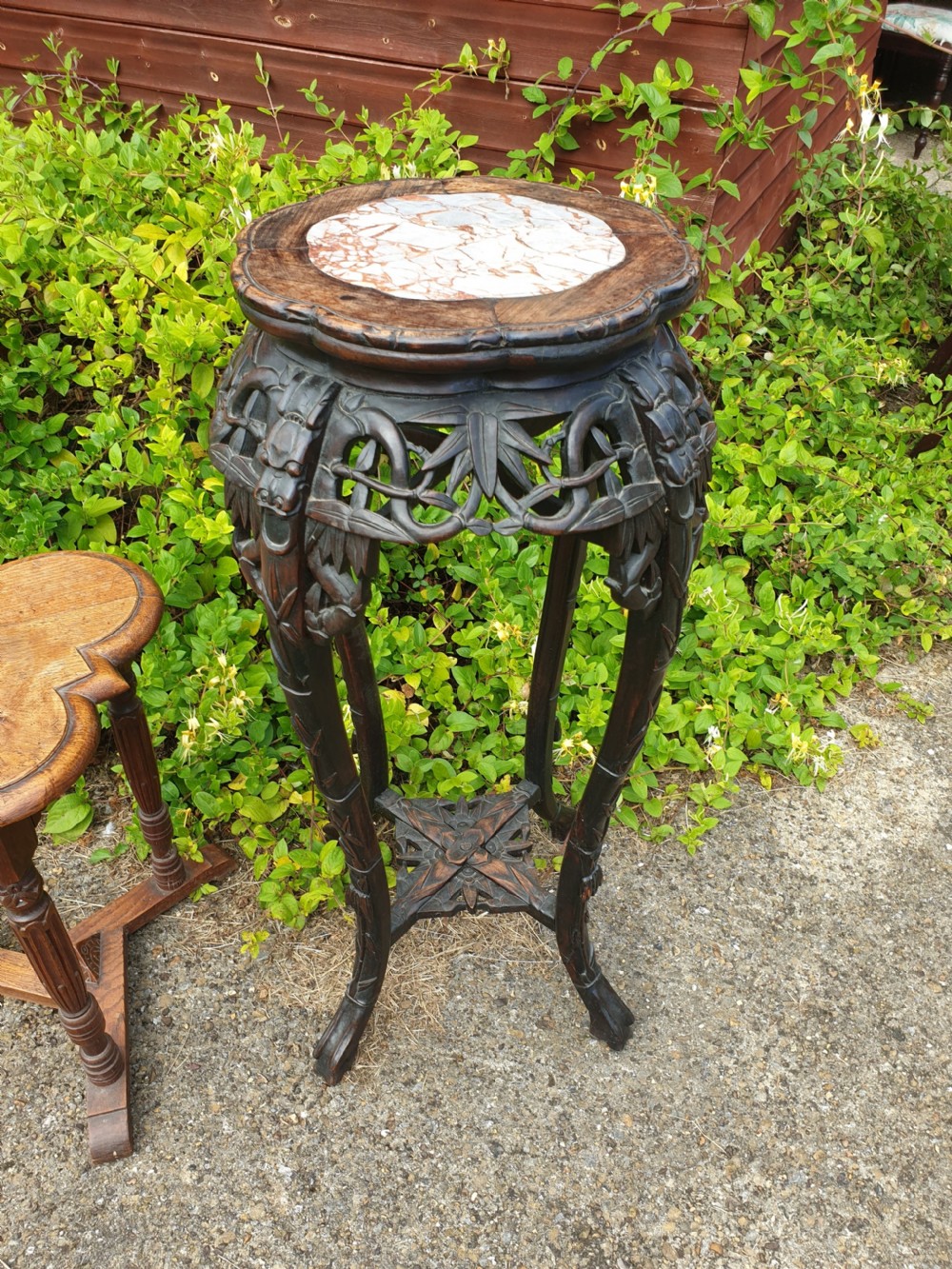 Carved Chinese marble top stand( Taller than normal) View V