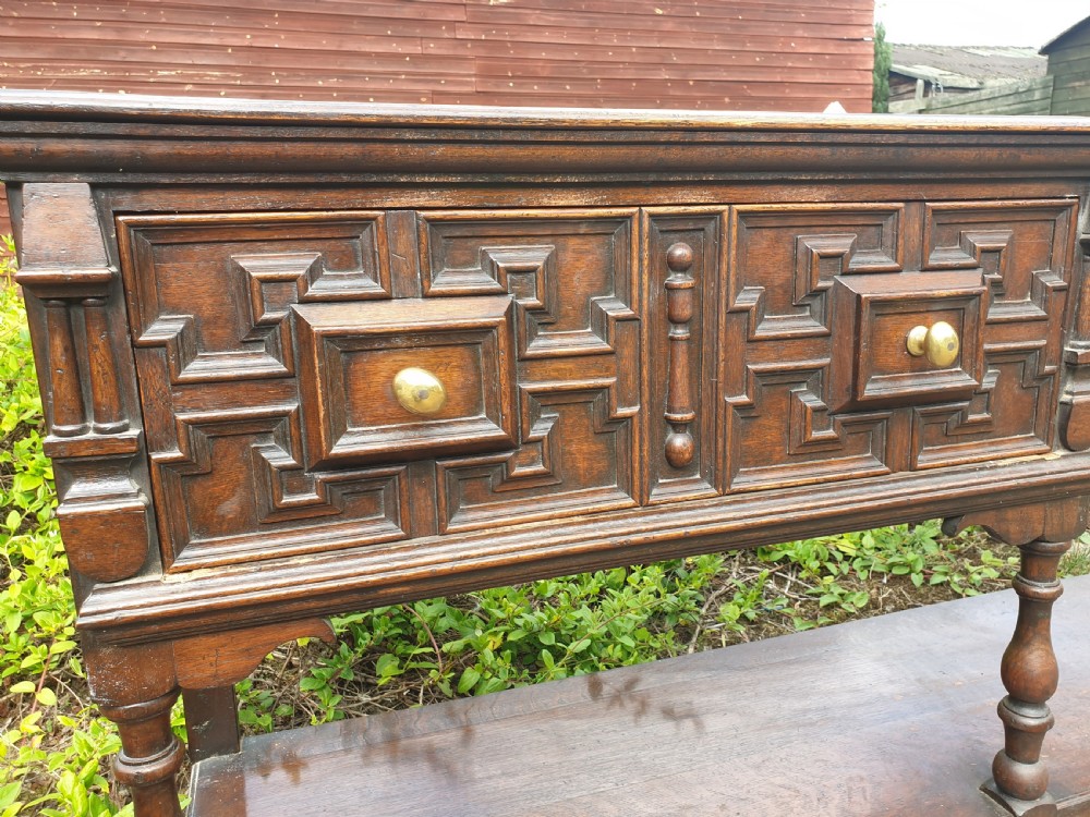 Good solid oak 2 drawer dresser base. View III