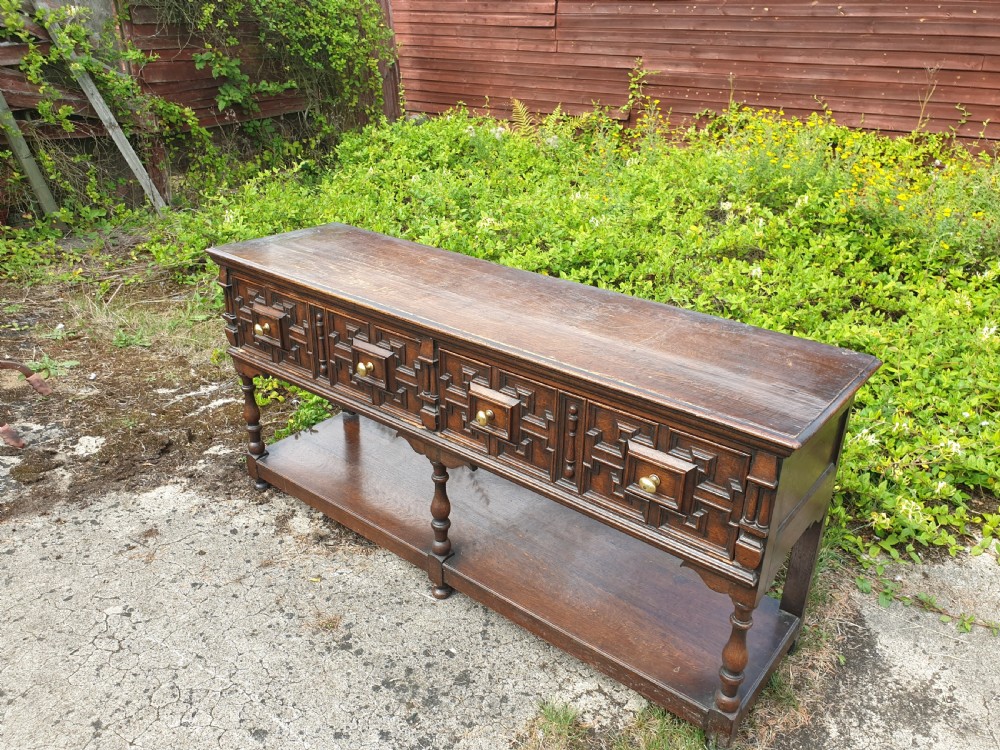 Good solid oak 2 drawer dresser base. View V