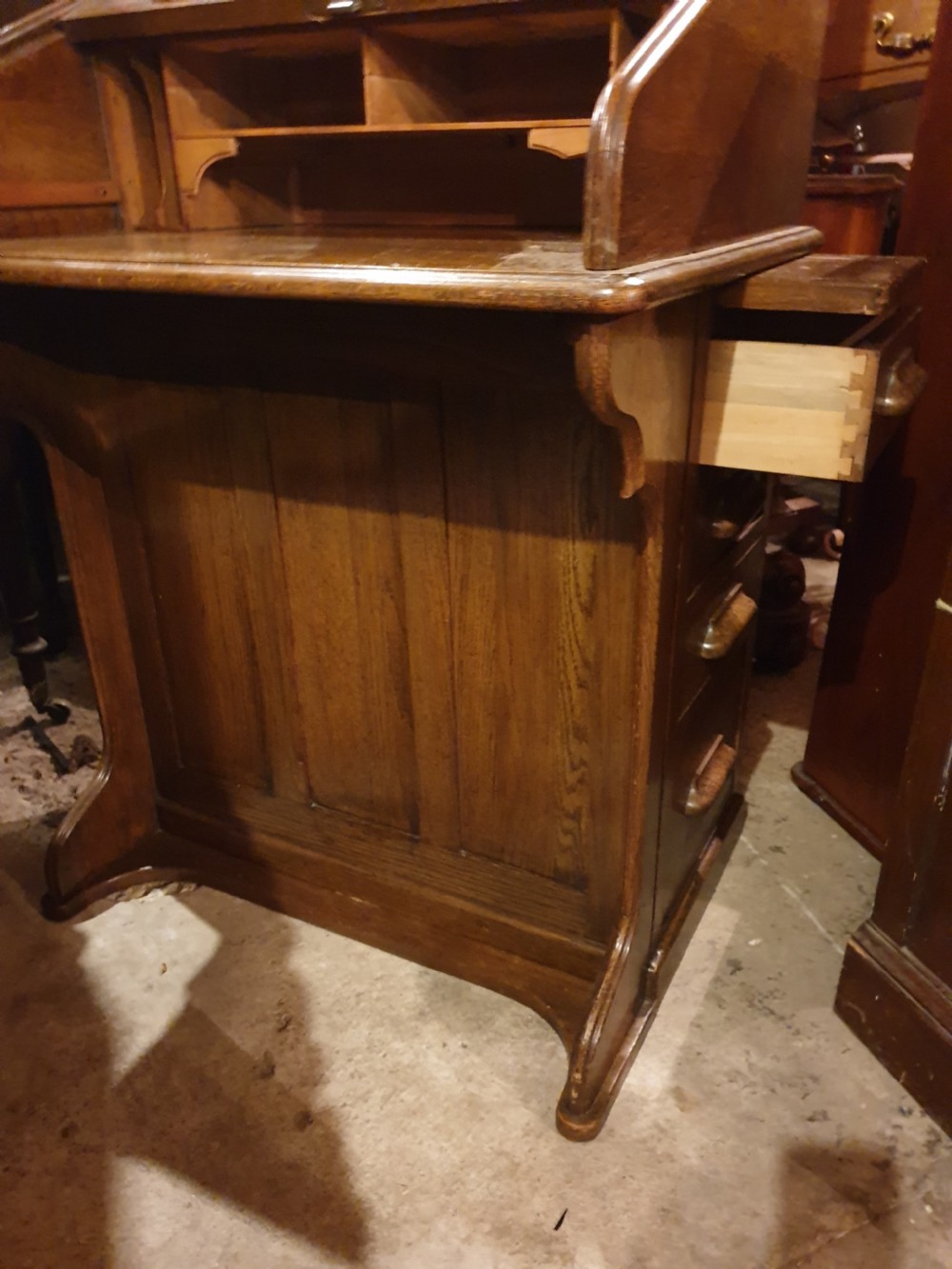 Neat Davenport tambour top bureau bookcase  View IV