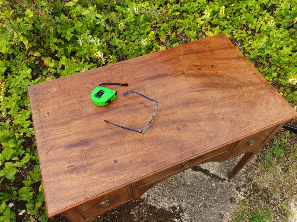 Early 19th century 3 drawer inlaid side table View V