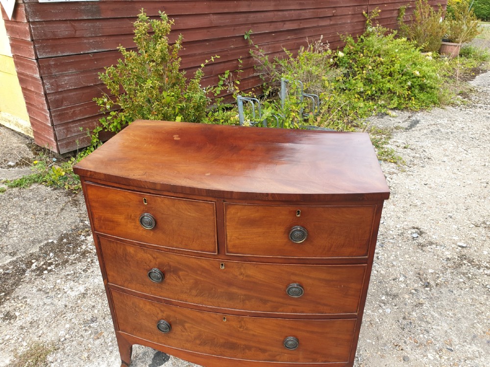 Early Victorian mahogany bow front chest View III