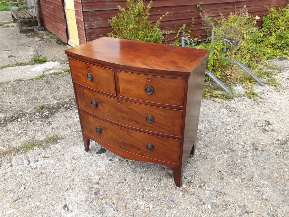 Early Victorian mahogany bow front chest View IV