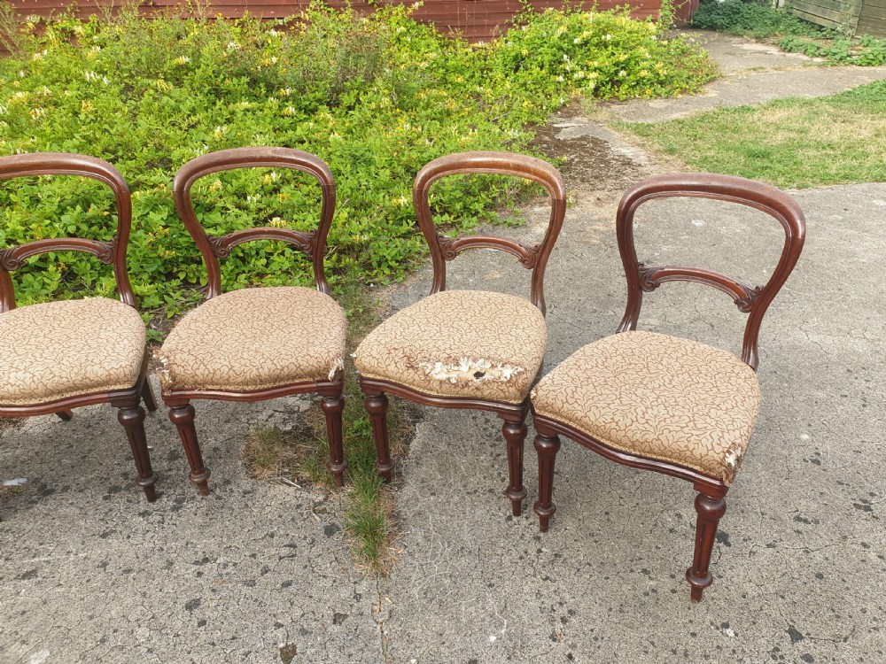 Set of 6 mid Victorian mahogany balloon back dining chairs. View IV