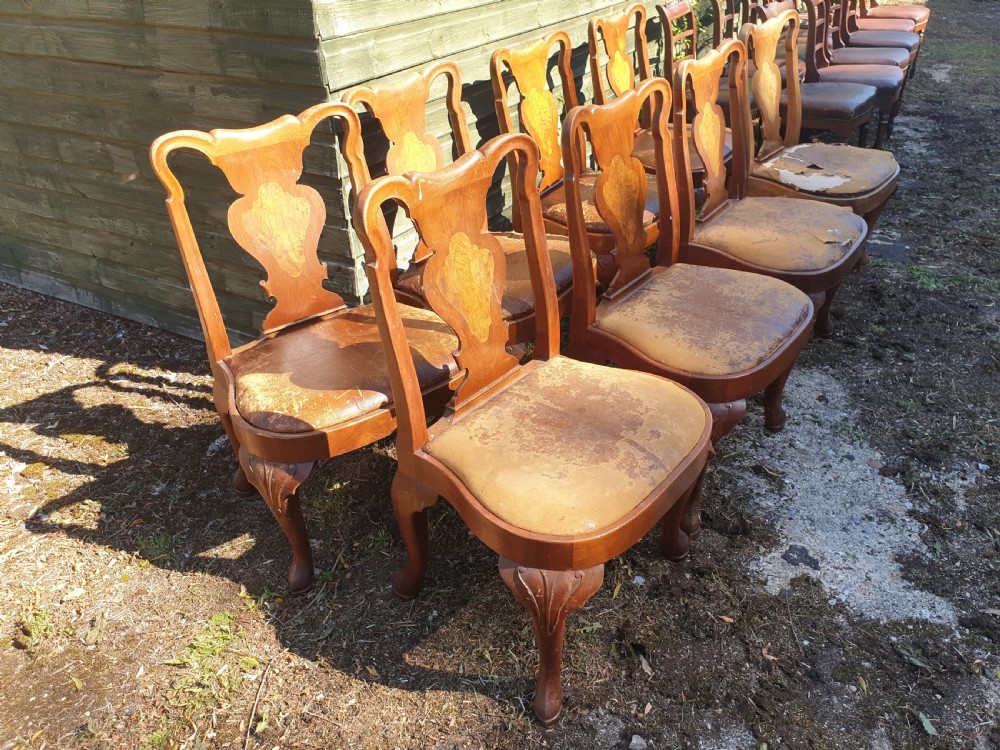 Set of 8 good solid early 20th century dining chairs  View II