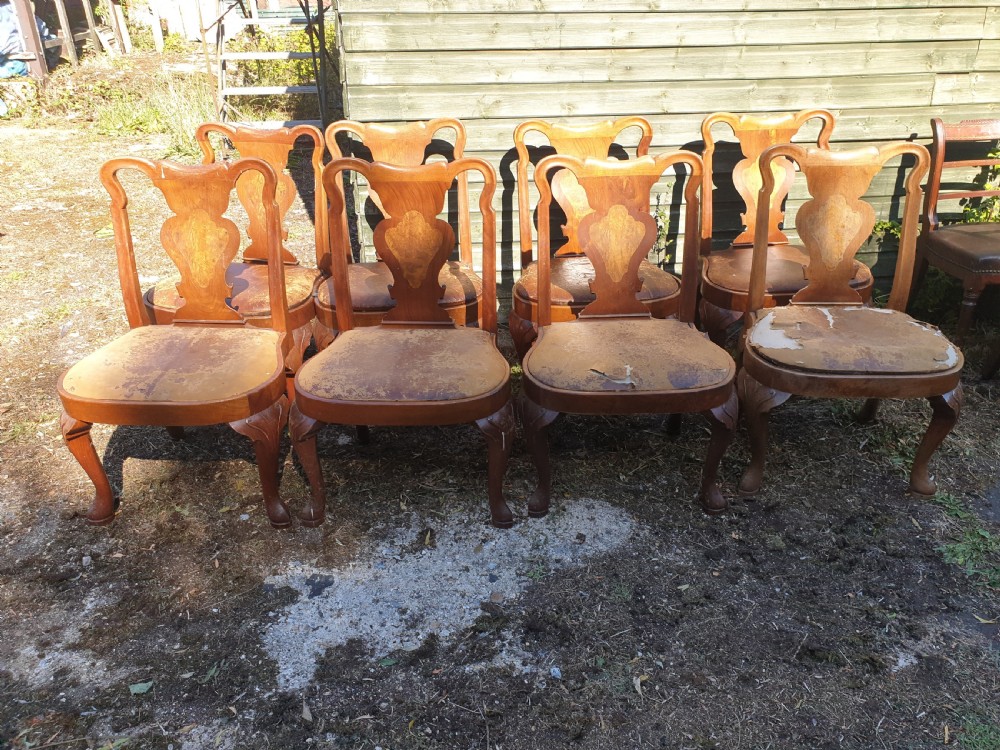 Set of 8 good solid early 20th century dining chairs  View III