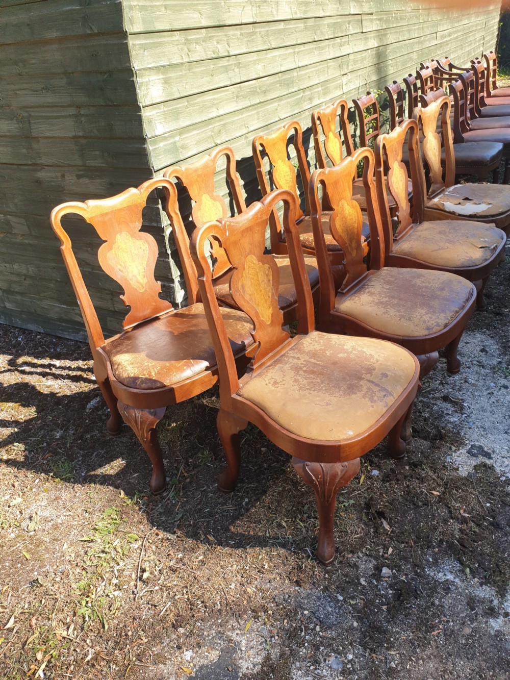 Set of 8 good solid early 20th century dining chairs  View V