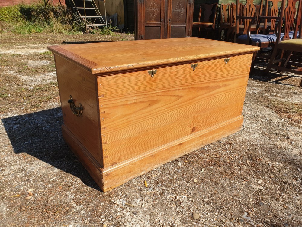 Good early 19th century pine ships sea trunk View II