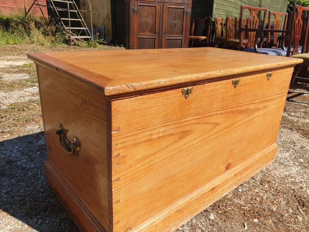 Good early 19th century pine ships sea trunk View III