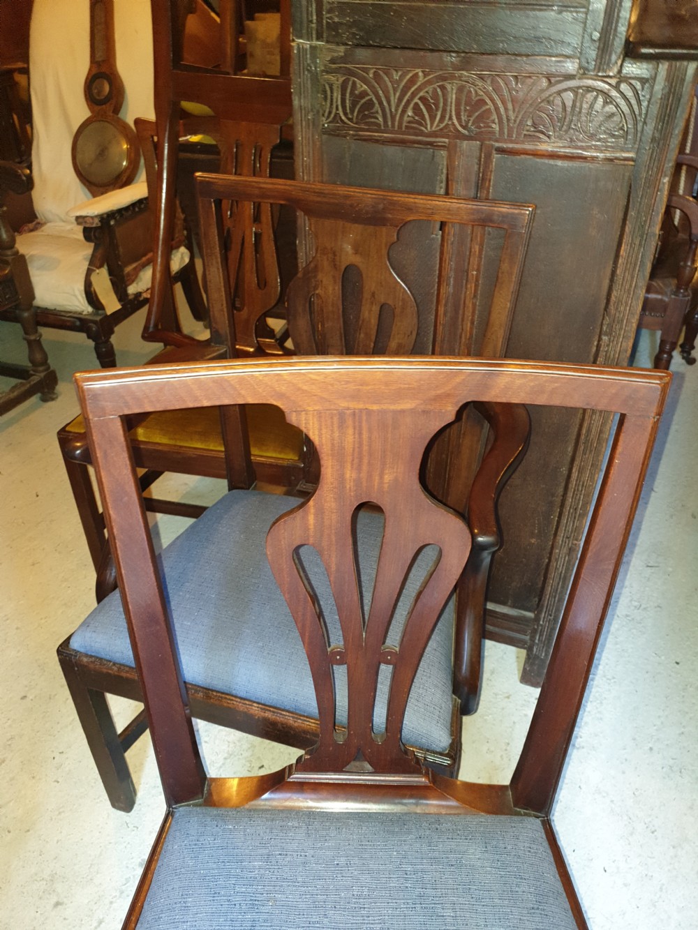 Harlequin set of  8 19th century solid mahogany dining chairs (only £35 each) View VI