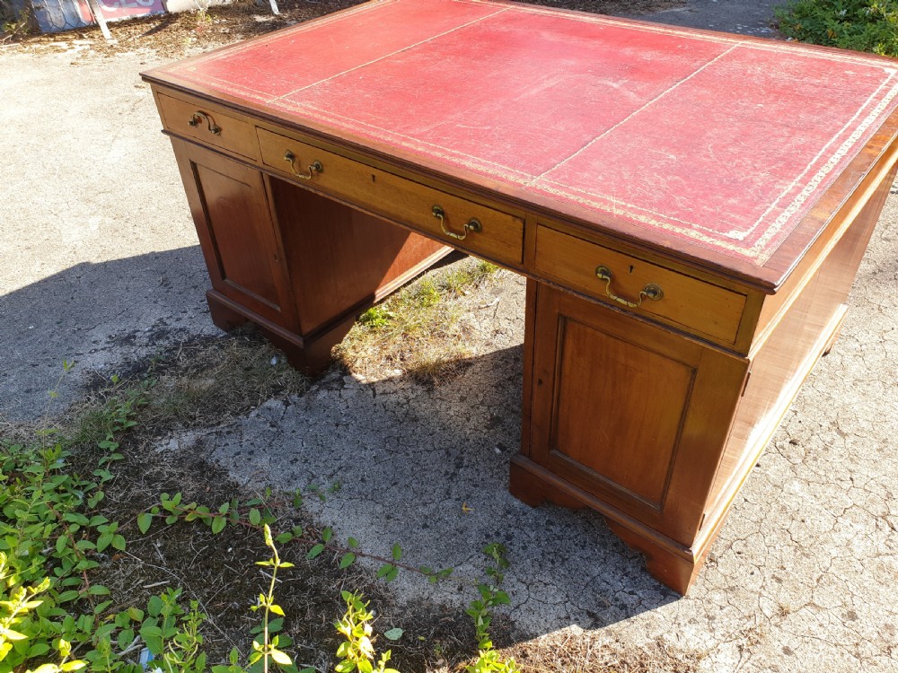 Large mahogany pedestal partners desk View III