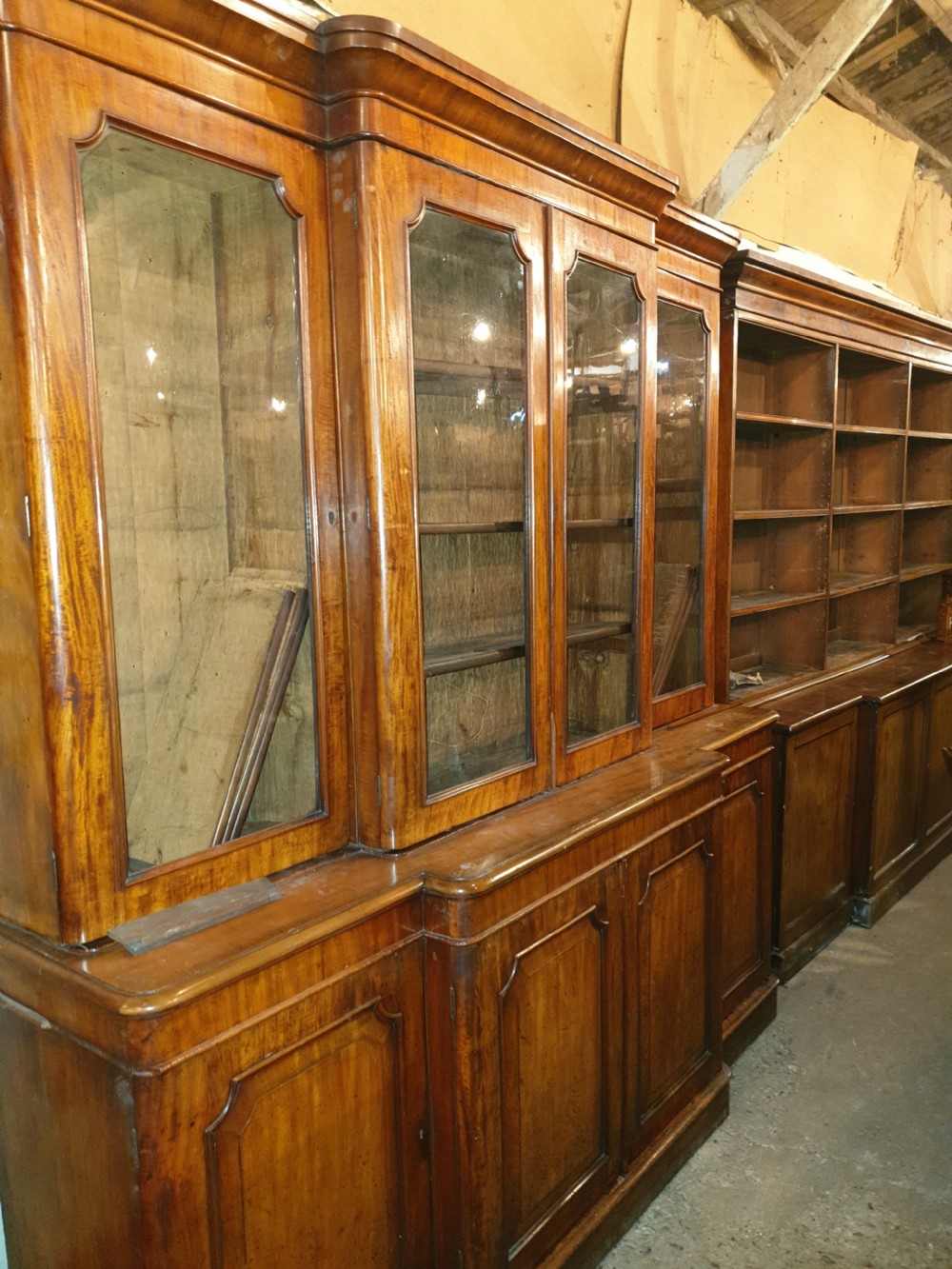 Victorian mahogany breakfront bookcase. View V
