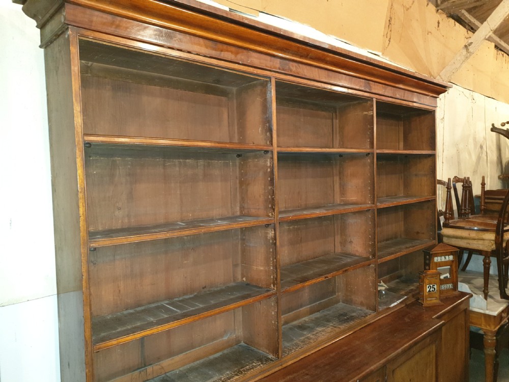 Good early Victorian mahogany open front breakfront bookcase  View V