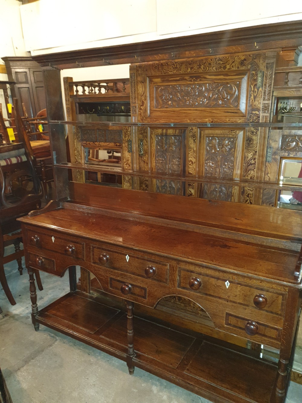 Regency oak dresser with plate rack View II