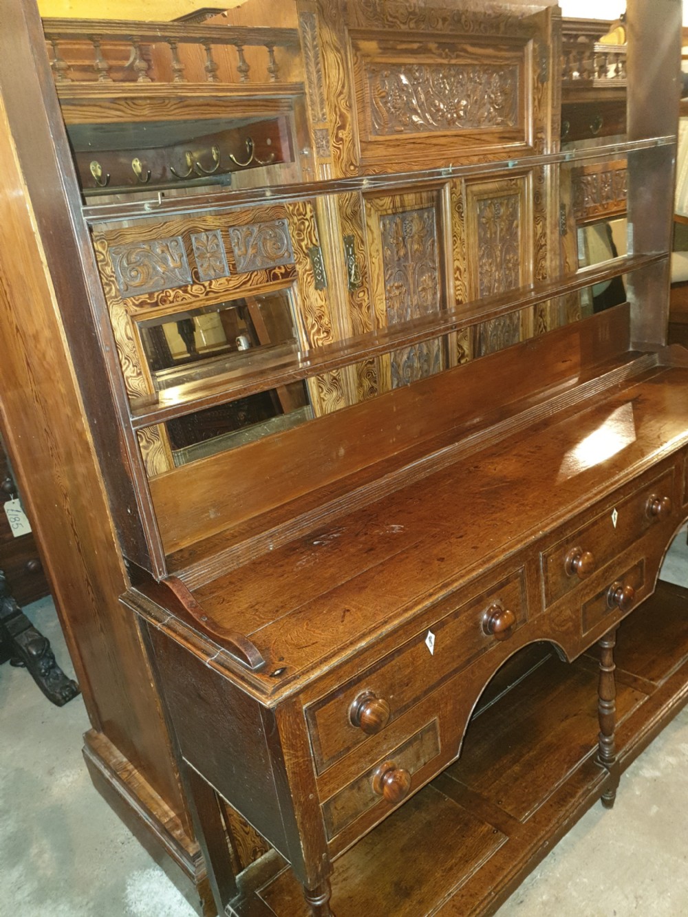 Regency oak dresser with plate rack View III