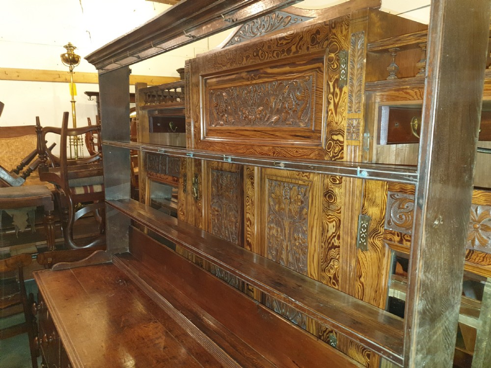 Regency oak dresser with plate rack View IV
