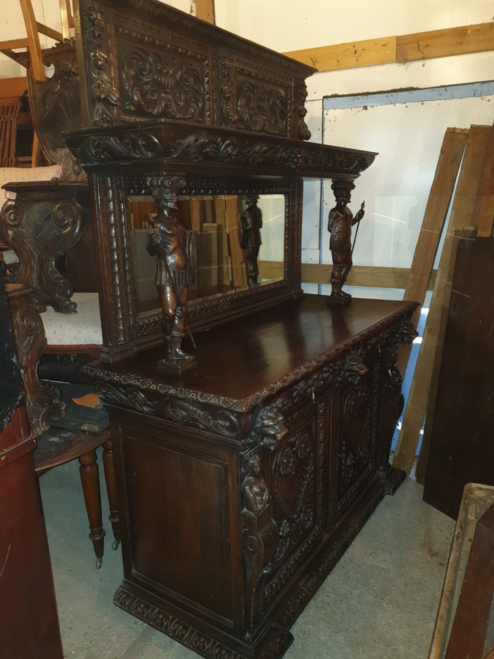 Good Victorian carved oak sideboard  View V