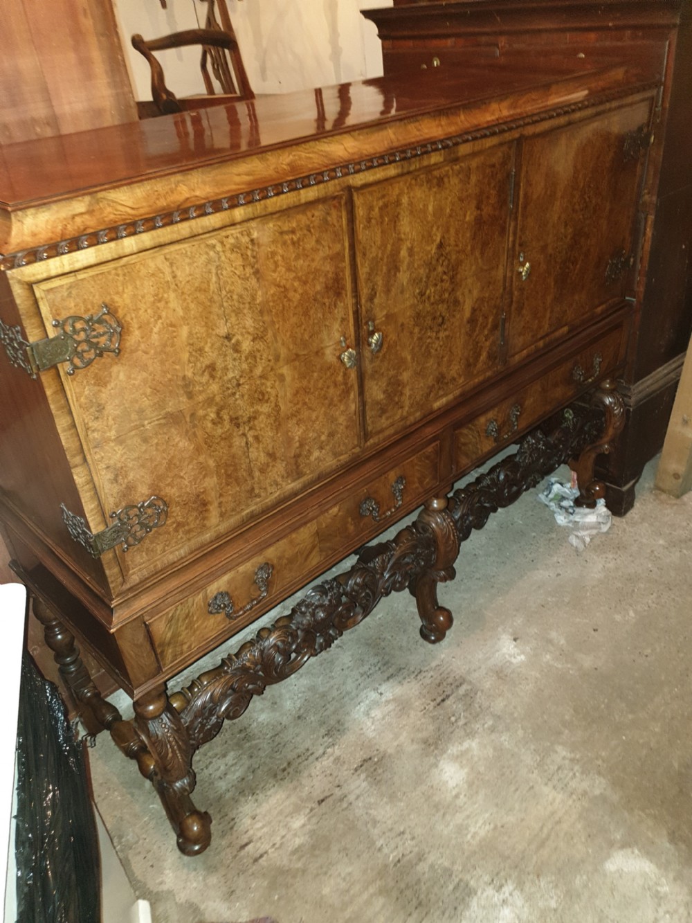 Good early 20th century walnut side cabinet.  View VI