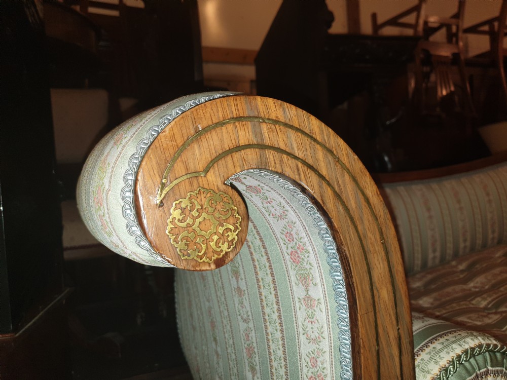Large Regency brass inlaid rosewood chaise longue View VIII